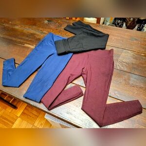 Set of 3 Womens' Full Length High Waist Leggings w/ Pockets/ matti m./ Mondetta